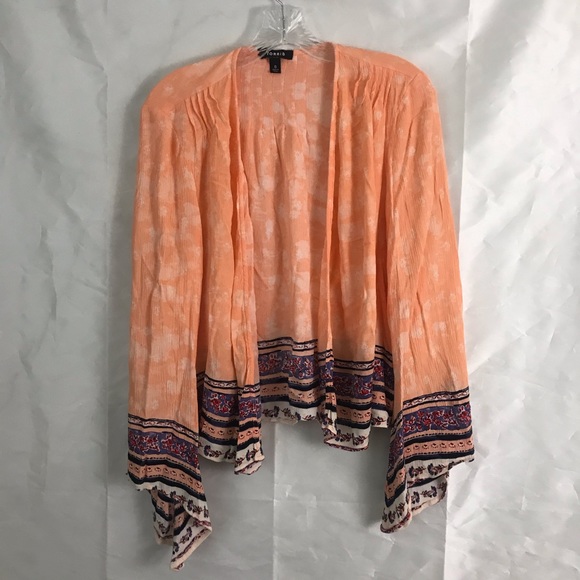 Torrid Sz Lg BORDER PRINT GAUZE KIMONO - Picture 5 of 8